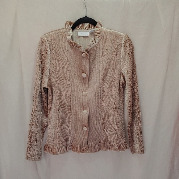 Chico's Tops - Chico's Textured Tan Velvet Jacket